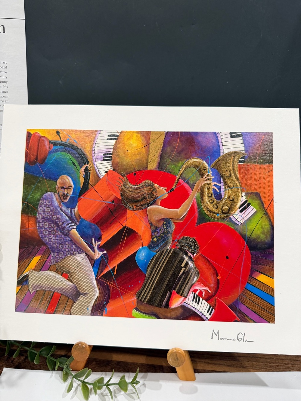 MARCUS GLENN~LOVE THAT JAZZ~2005~NEW*UNFRAMED LITHOGRAPH W COA~11.5x9”